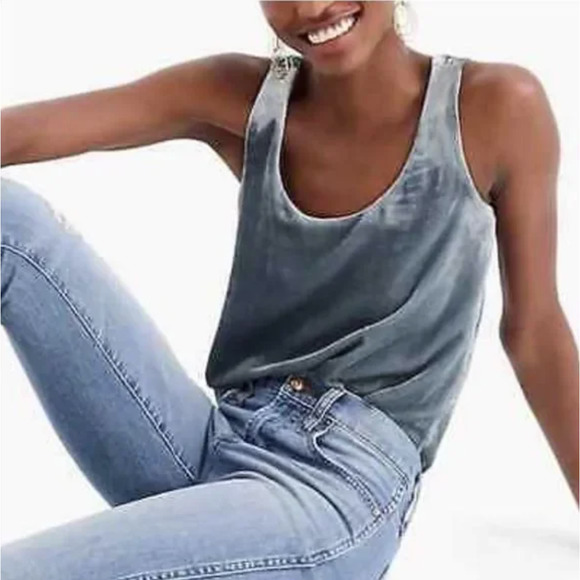 J. Crew Tops - 🌙 J. Crew Scoop Neck Velvet Tank Top in Gray